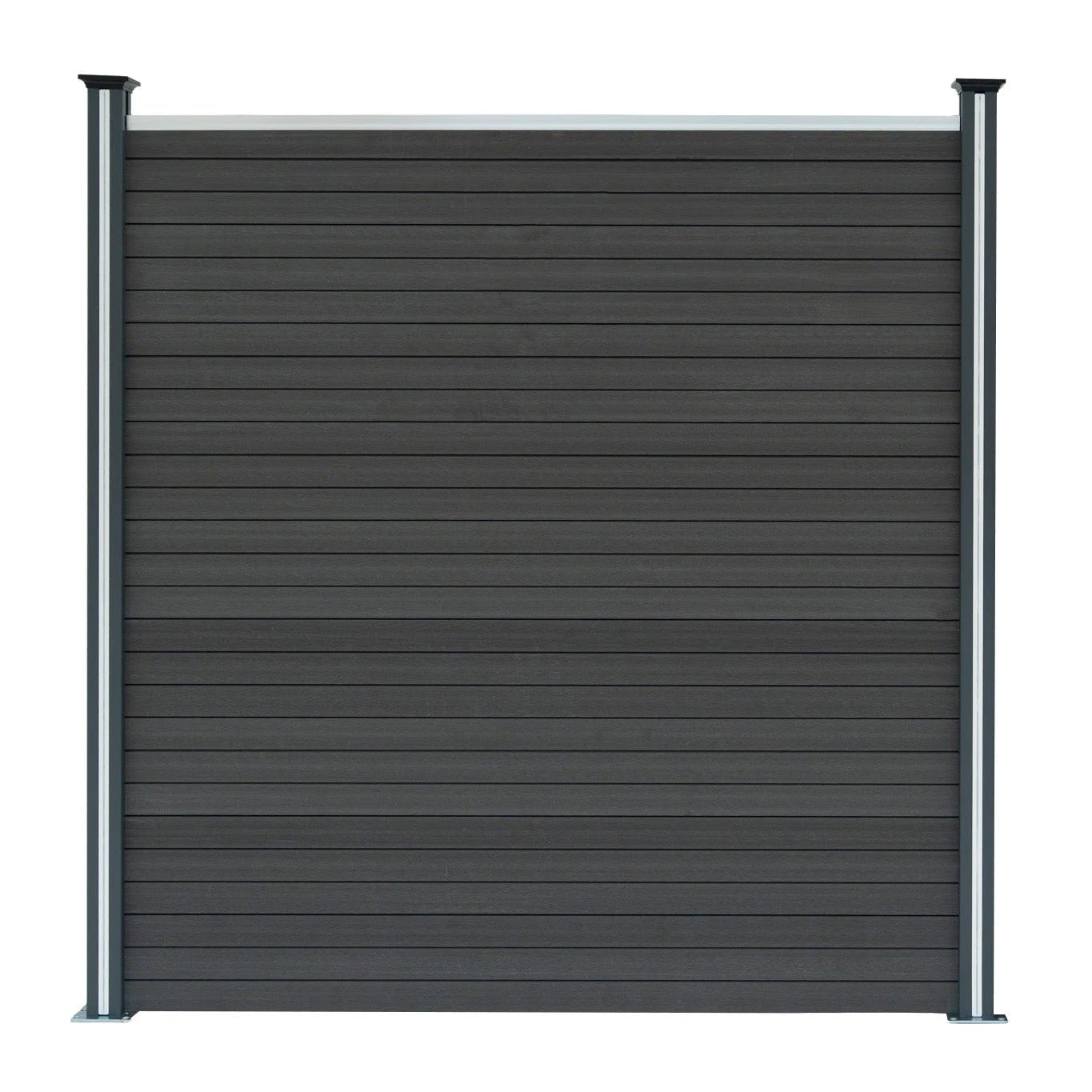 Monster Shop Composite Fence Panel x 7 & LED Posts 6ft x 40ft - Grey -