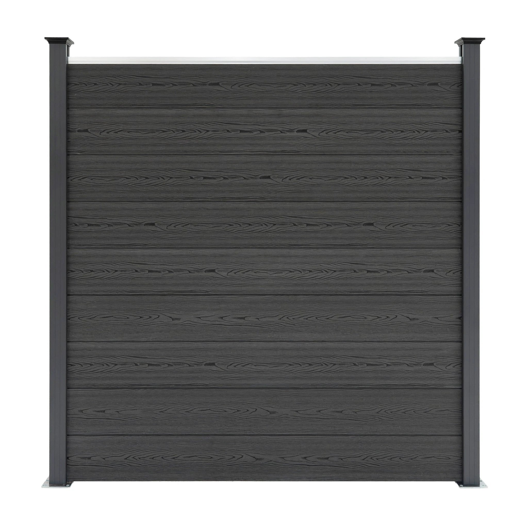Composite Fence Panel x 9 & LED Posts 6ft x 51ft - Grey by Monster Shop