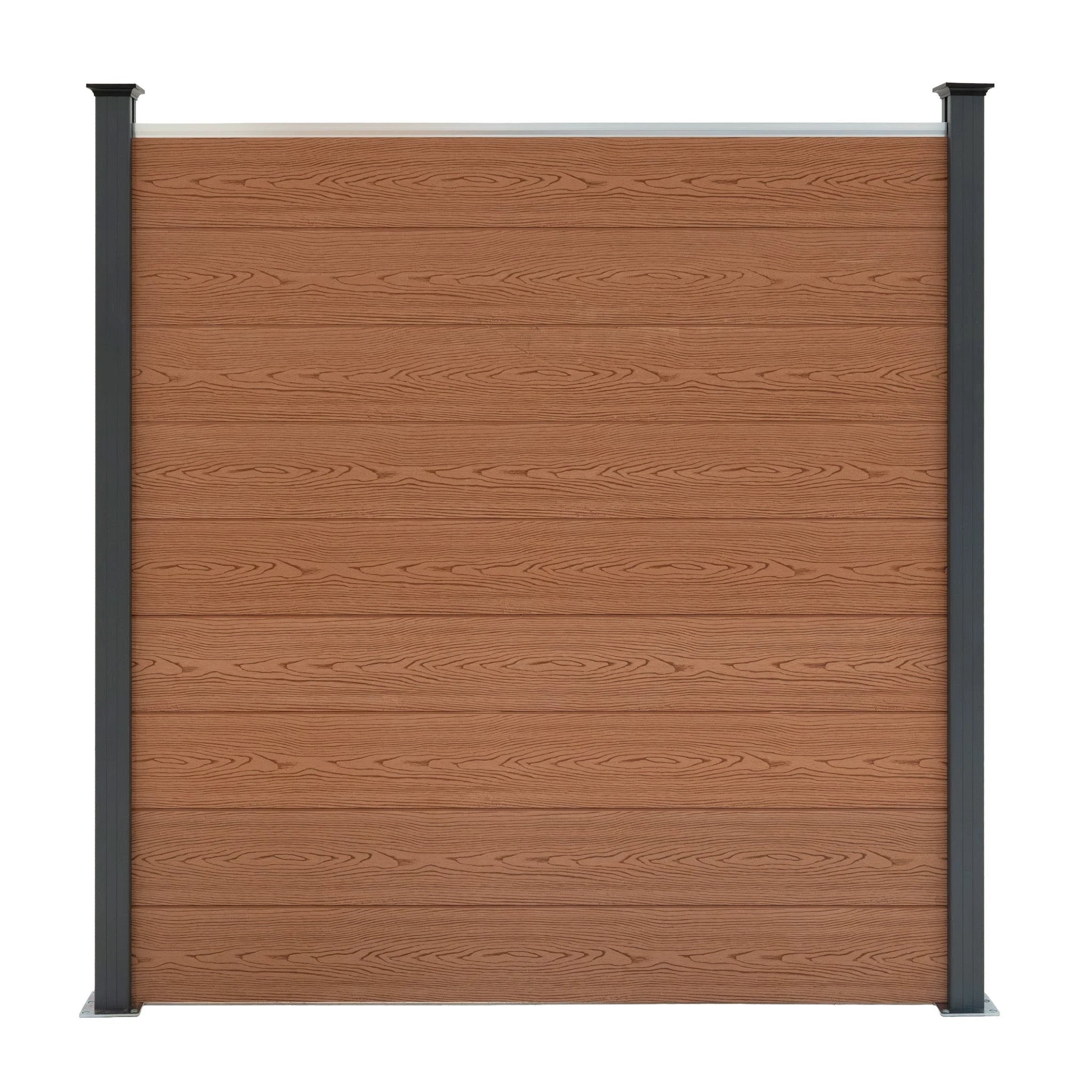 Monster Shop Composite Fence Panel & LED Posts 6ft x 6ft - Brown -