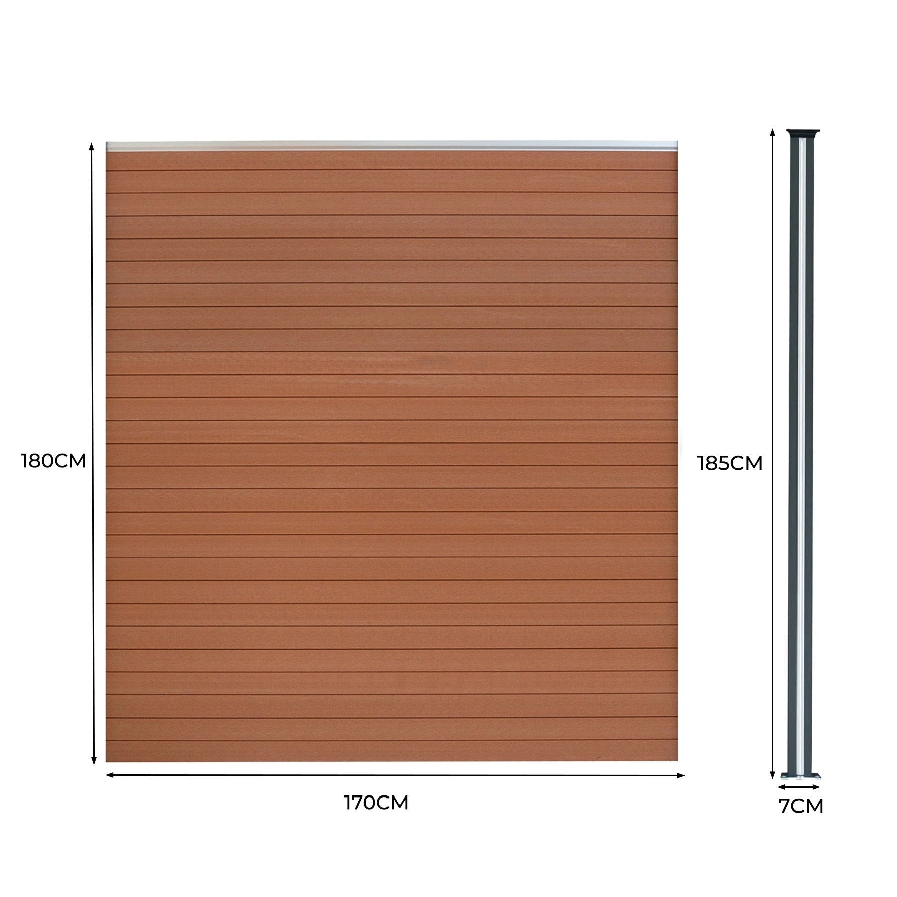 Composite Fence Panel x 8 & LED Posts 6ft x 46ft - Brown by Monster Shop