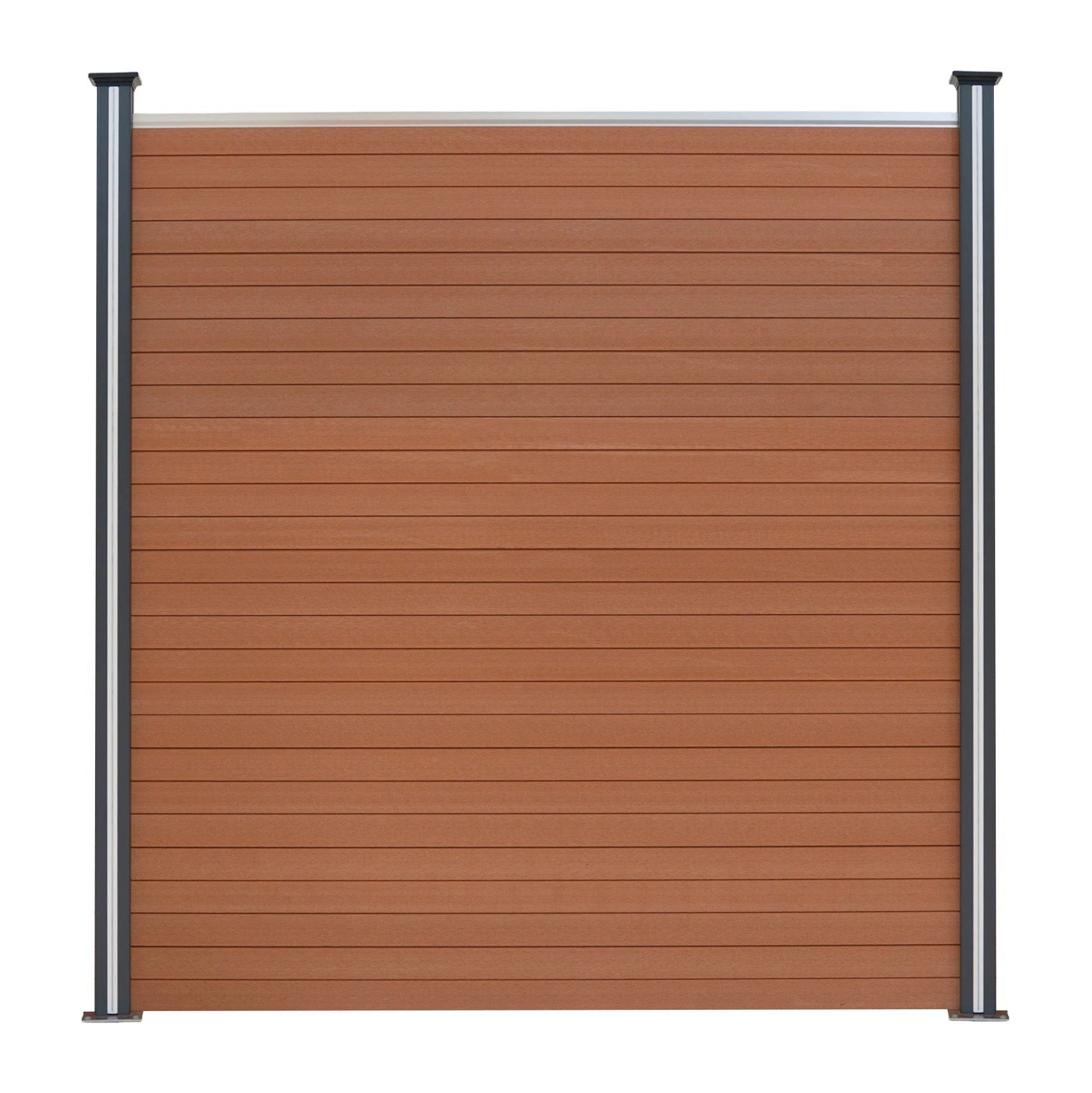 Monster Shop Composite Fence Panel x 7 & LED Posts 6ft x 40ft - Brown -