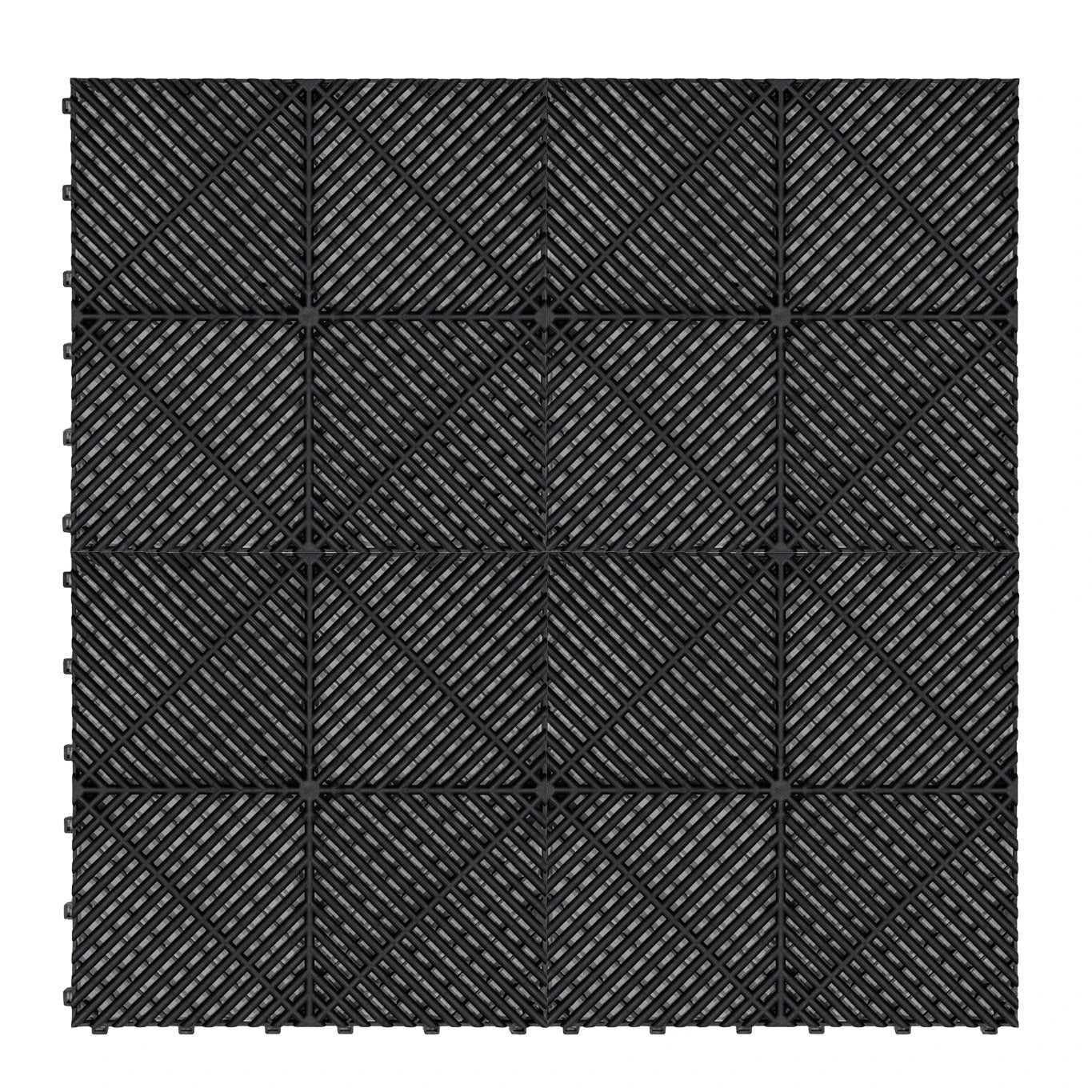 Monster Shop Vented Garage Floor Tiles x 120 With Edges - Black -