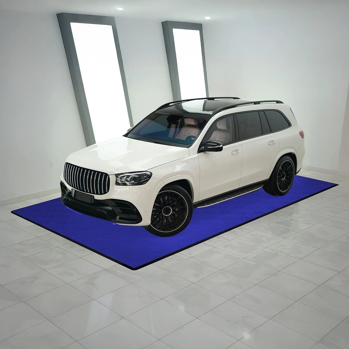 Vented Garage Floor Tiles x 120 With Edges - Blue by Monster Shop