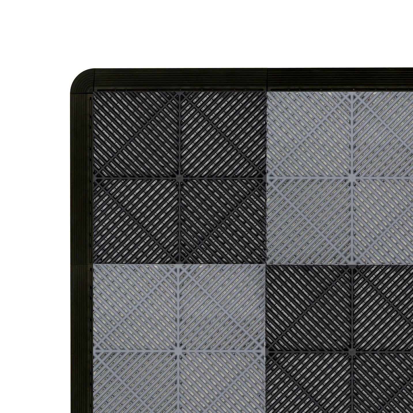 Vented Garage Floor Tiles With Edges – 60 Black & 60 Grey by Monster Shop