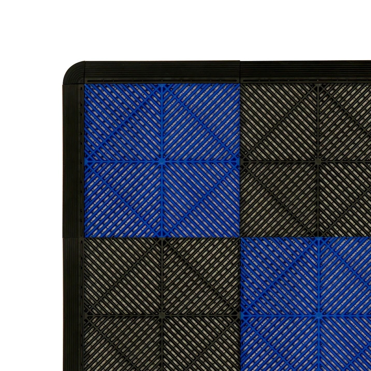 Monster Shop Vented Garage Floor Tiles With Edges – 60 Black & 60 Blue -