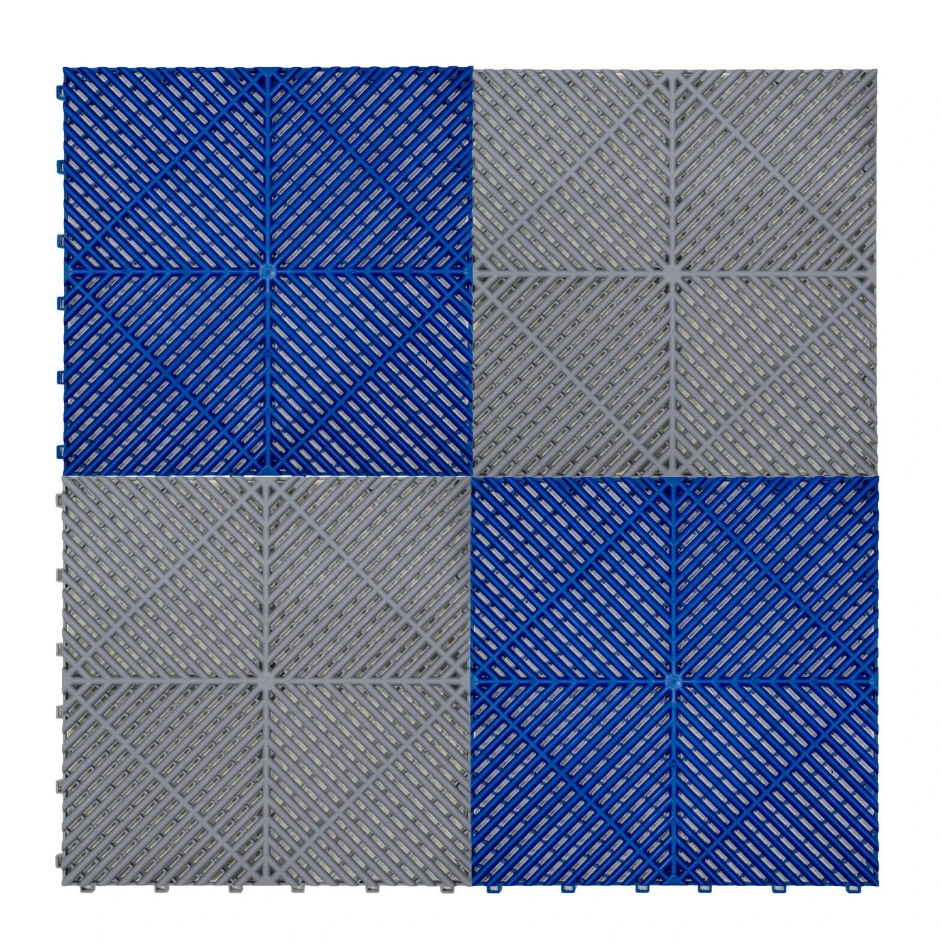 Monster Shop Vented Garage Floor Tiles With Edges – 60 Grey & 60 Blue -
