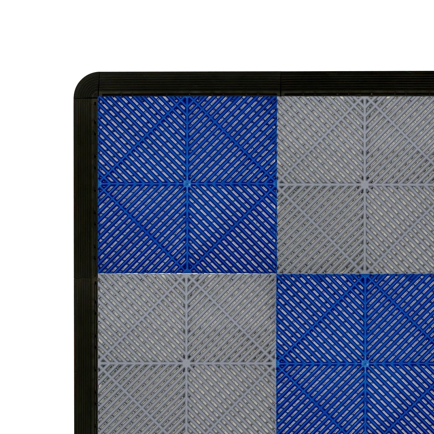 Monster Shop Vented Garage Floor Tiles With Edges – 60 Grey & 60 Blue -
