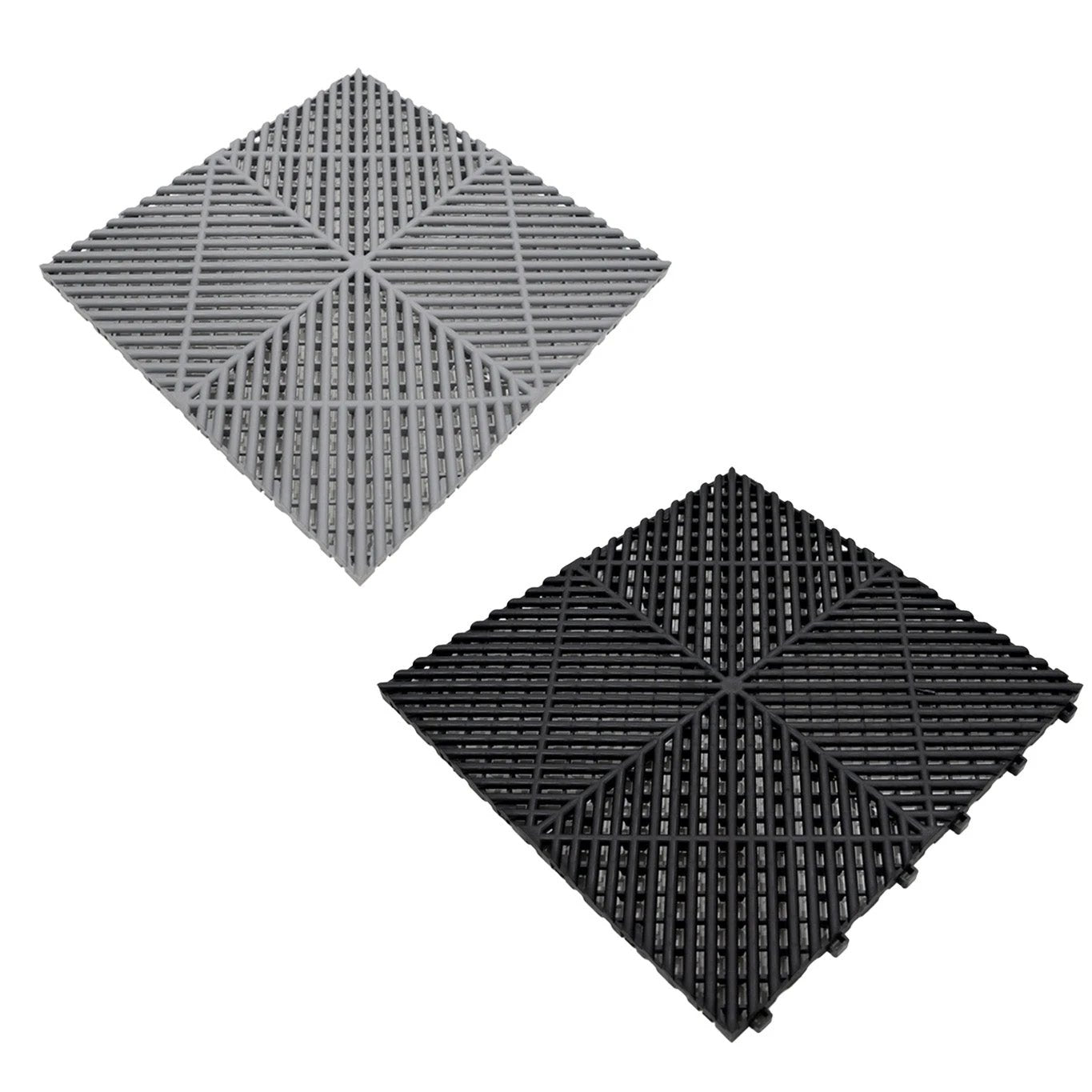 Monster Shop Vented Garage Floor Tiles With Edges – 90 Black & 30 Grey -