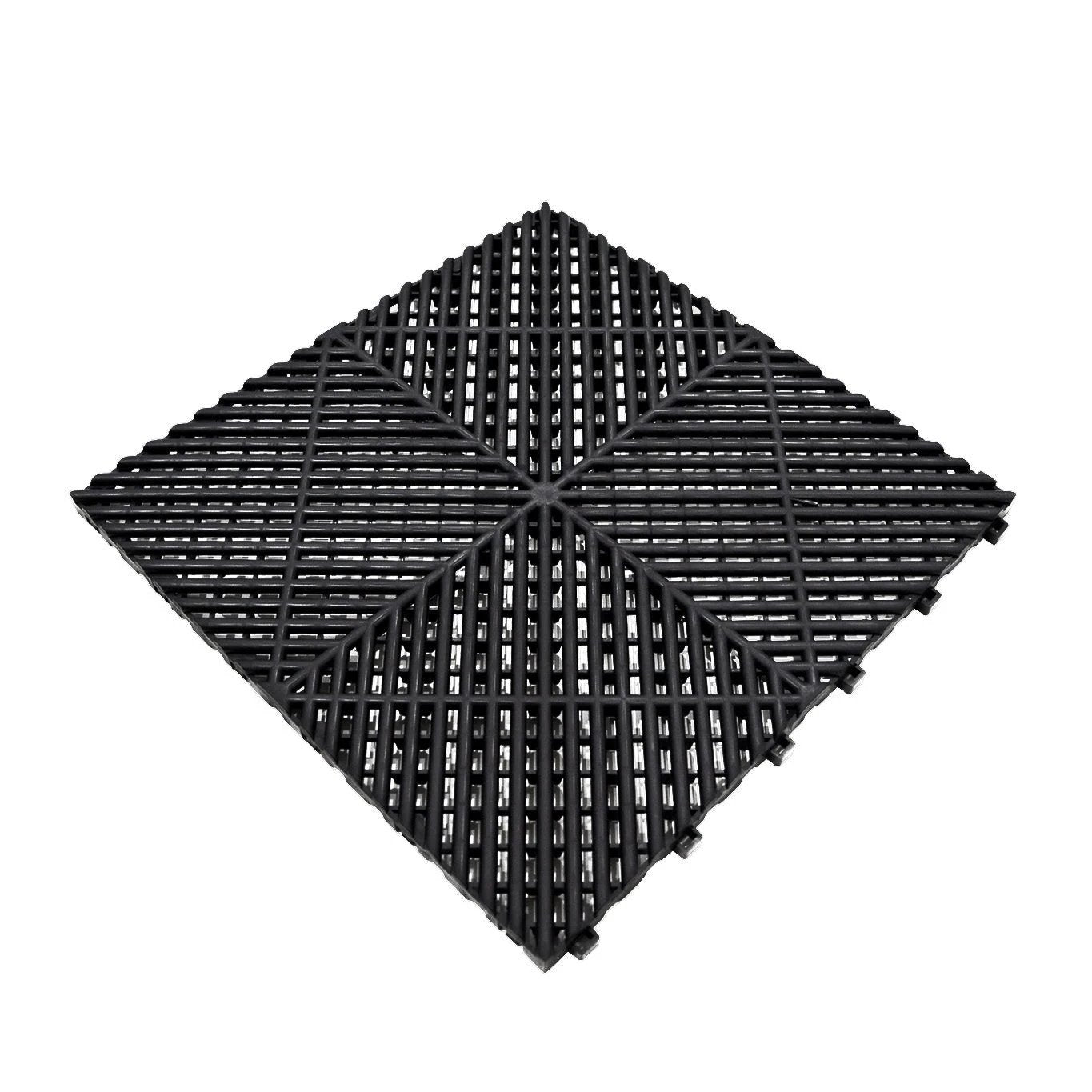 Monster Shop Vented Garage Floor Tiles x 225 With Edges - Black -