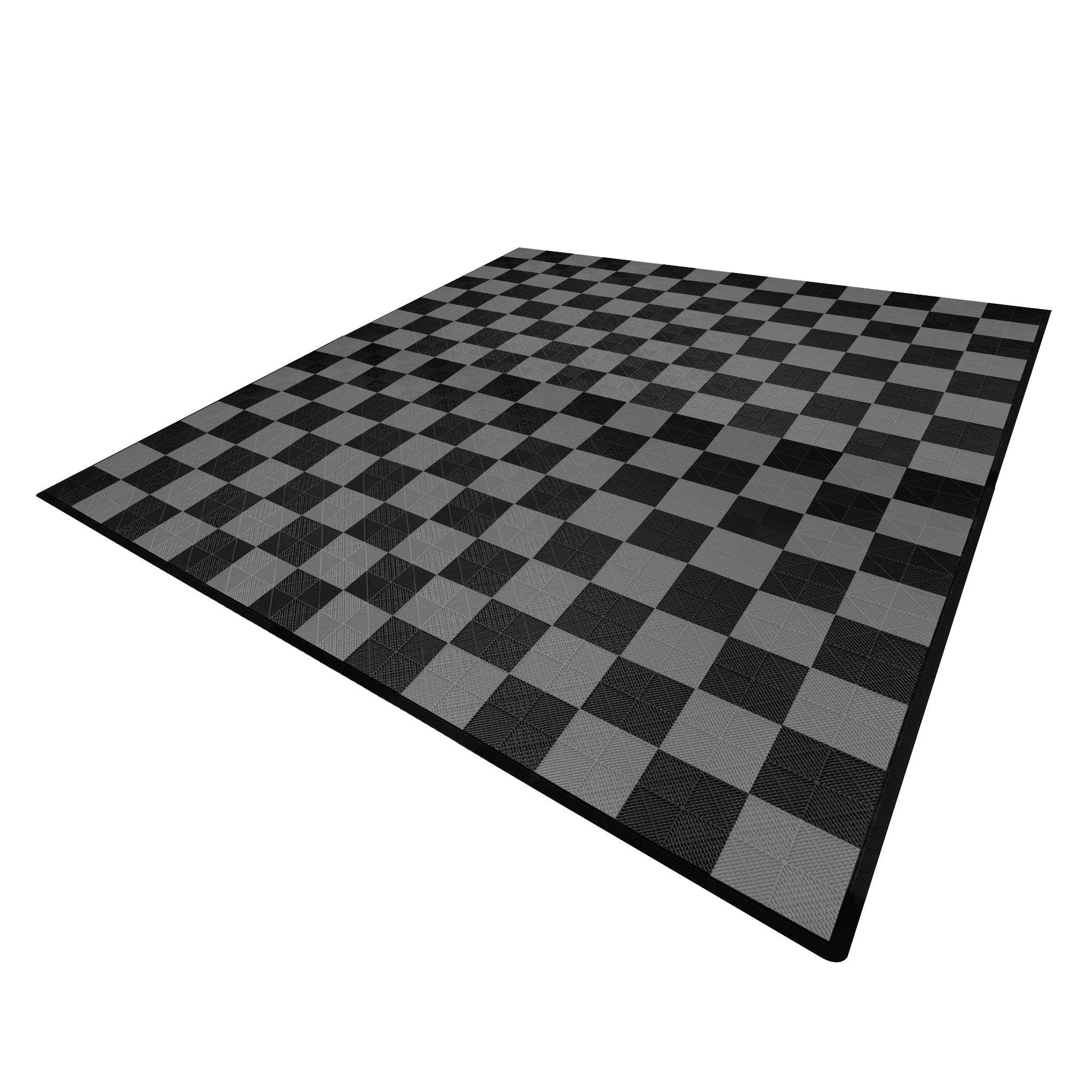 Vented Garage Floor Tiles With Edges – 120 Black & 120 Grey by Monster Shop