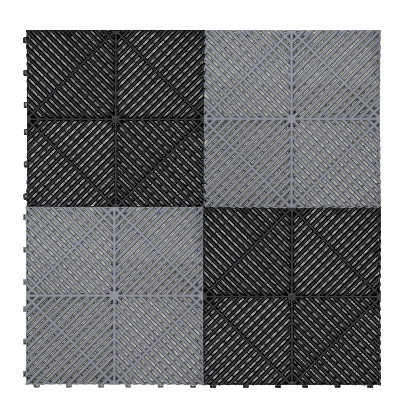 Monster Shop Vented Garage Floor Tiles With Edges – 165 Black & 60 Grey -