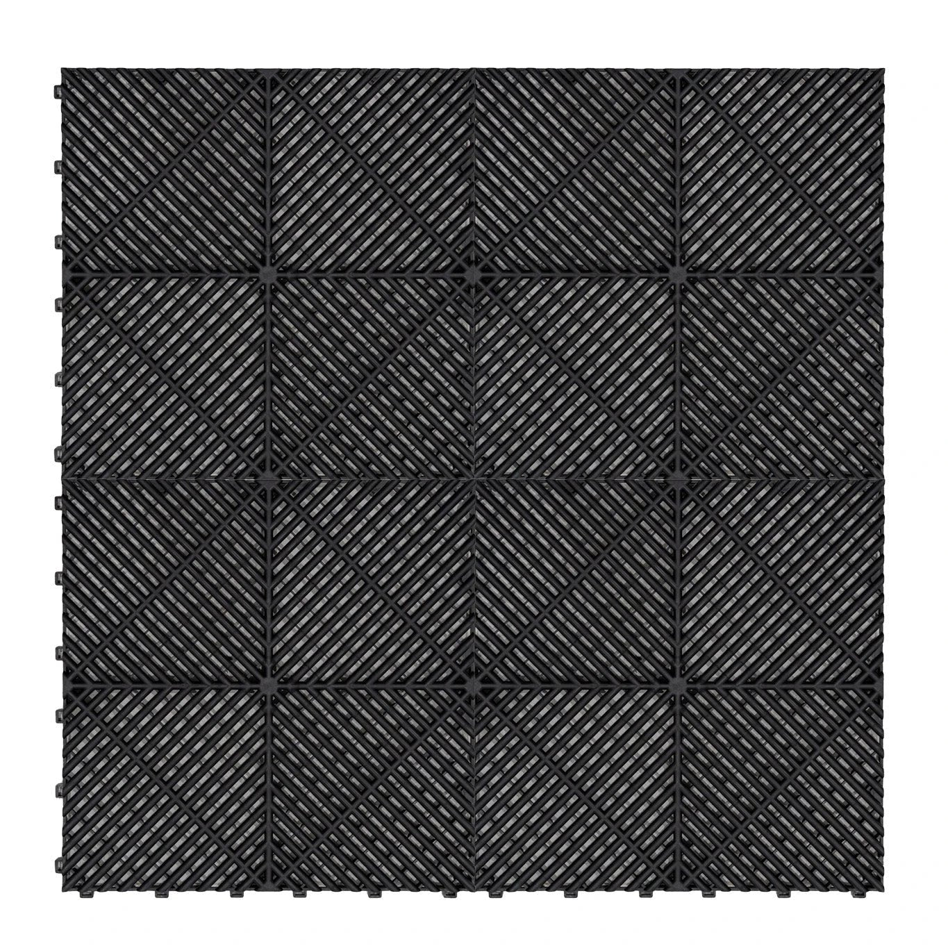 Hexagon LED Light & Vented Garage Floor Tiles x 120 With Edges - Black by Monster Shop