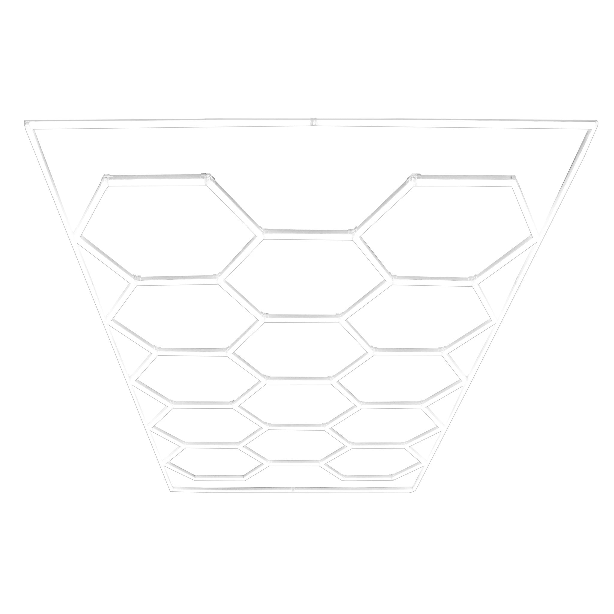 Monster Shop Hexagon LED Light & Vented Garage Floor Tiles With Edges - 90 Black & 30 Blue -