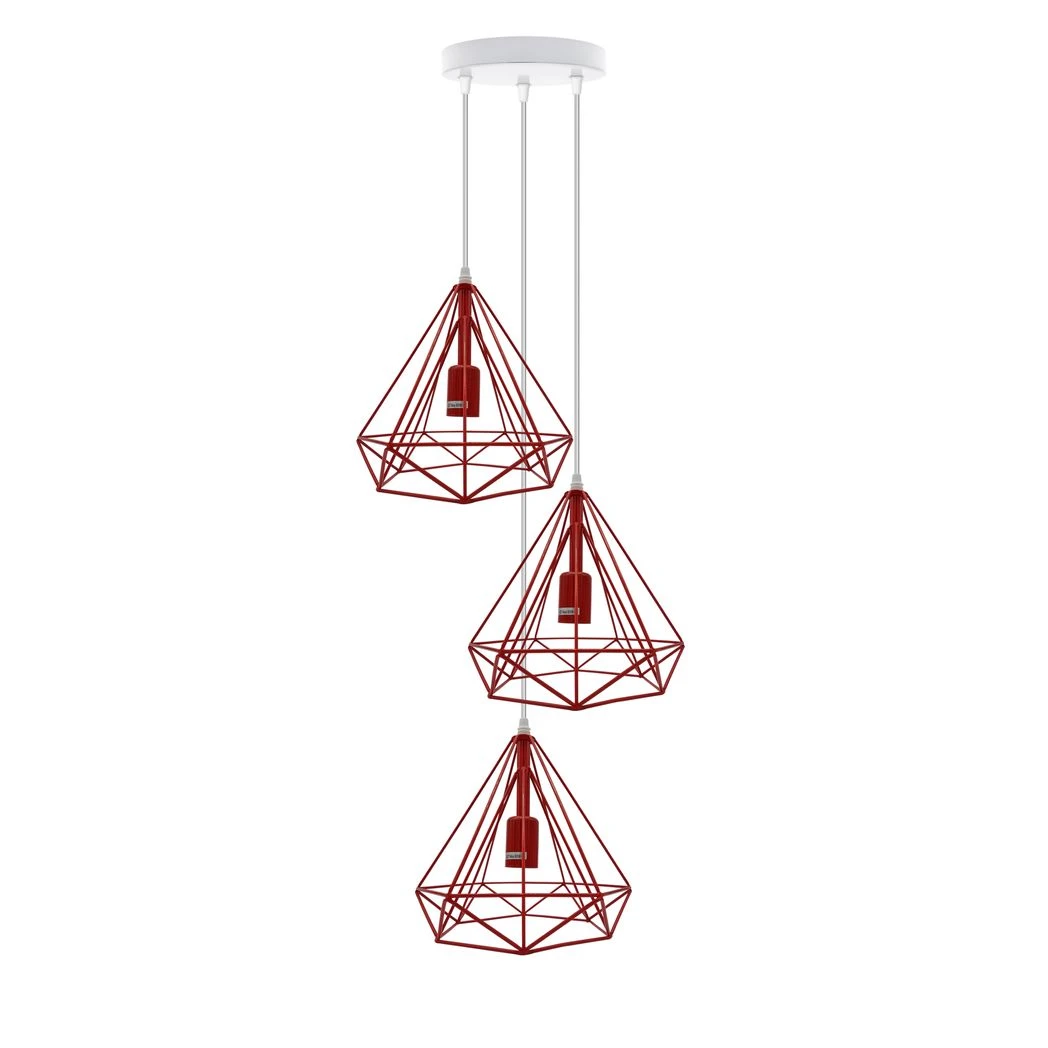 LEDSONE Vintage Industrial Pendant Light Three Head Geometric Wire Cage For Loft Decor Spaces - Ceiling Lights
