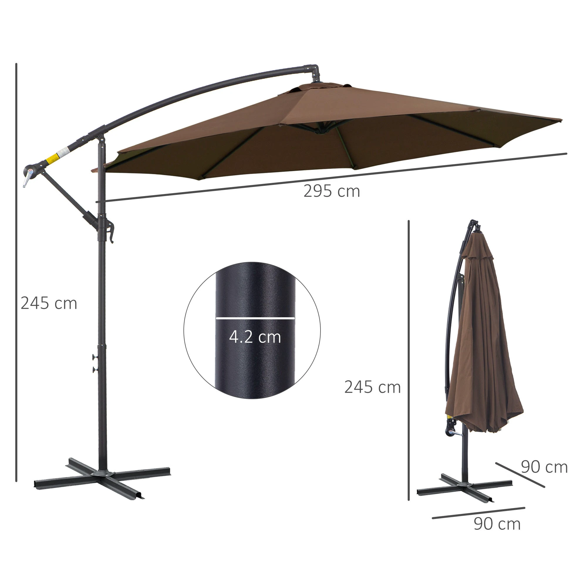 Outsunny 3m Garden Banana Parasol Cantilever Umbrella withCrank& Base by Outsunny