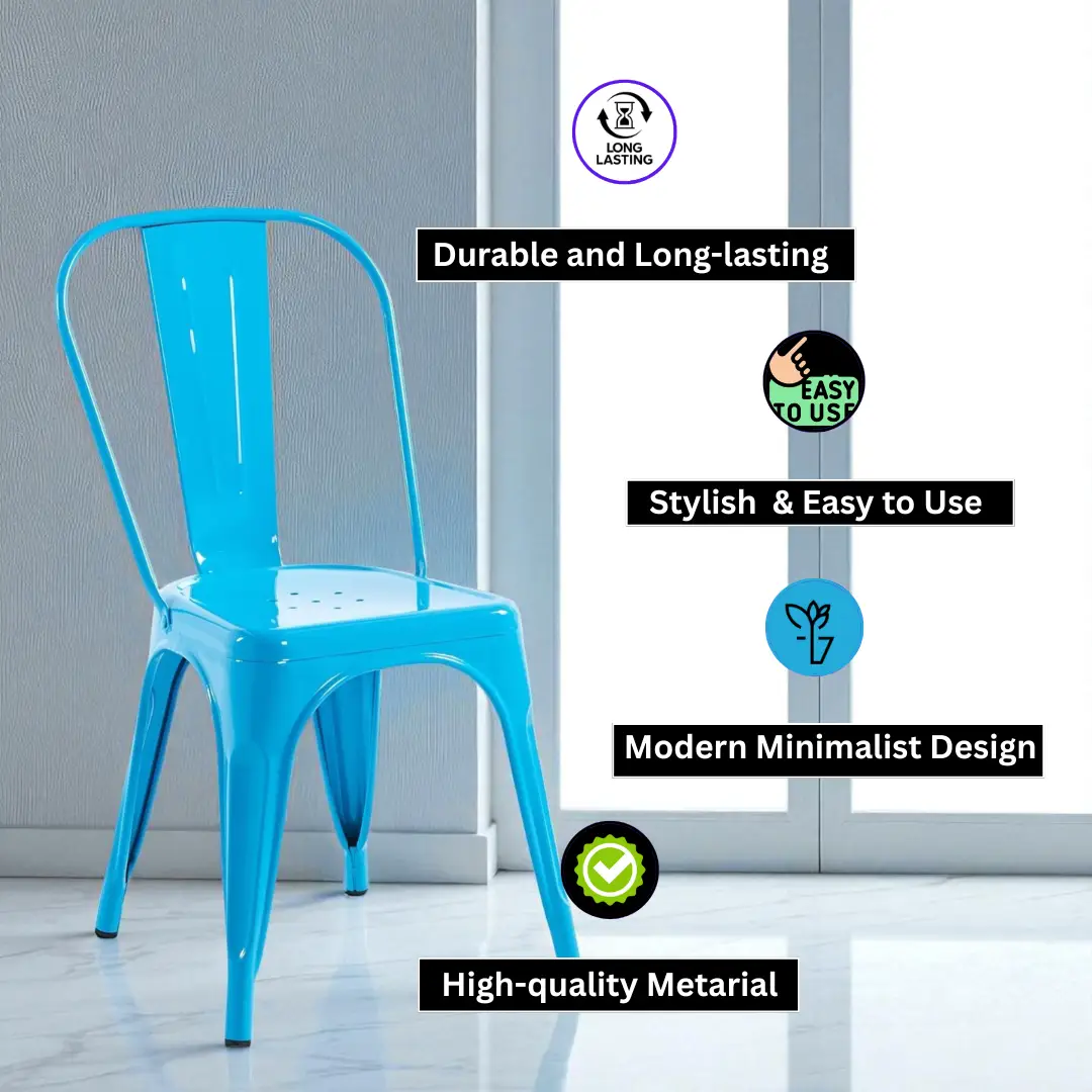 MSL 85CM BLUE METAL DINING CHAIR - Dining Chairs