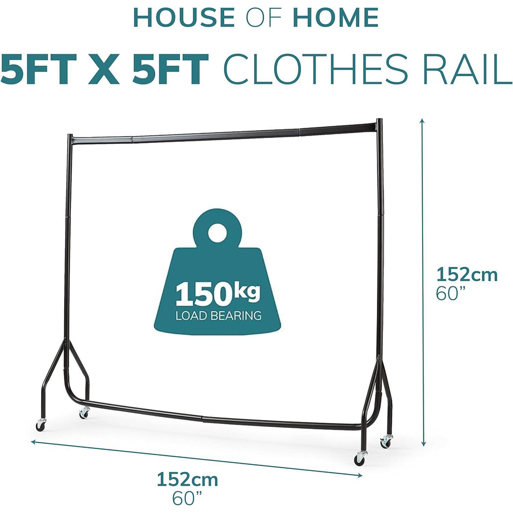 Direct Online Houseware Superior Heavy Duty Clothes Rail 5ft x 5ft Pop Clip Home Use - Wardrobe