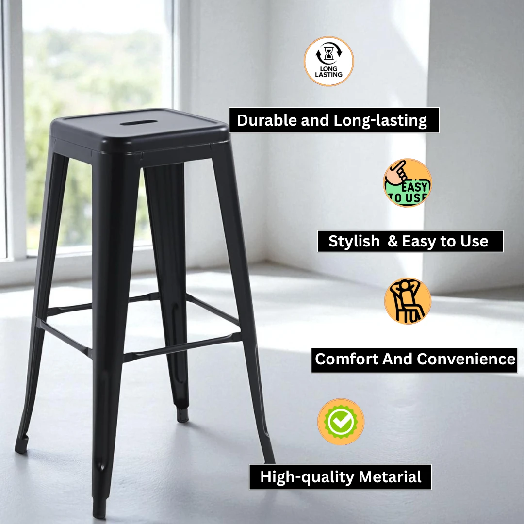 76CM BLACK METAL BAR STOOL by MSL