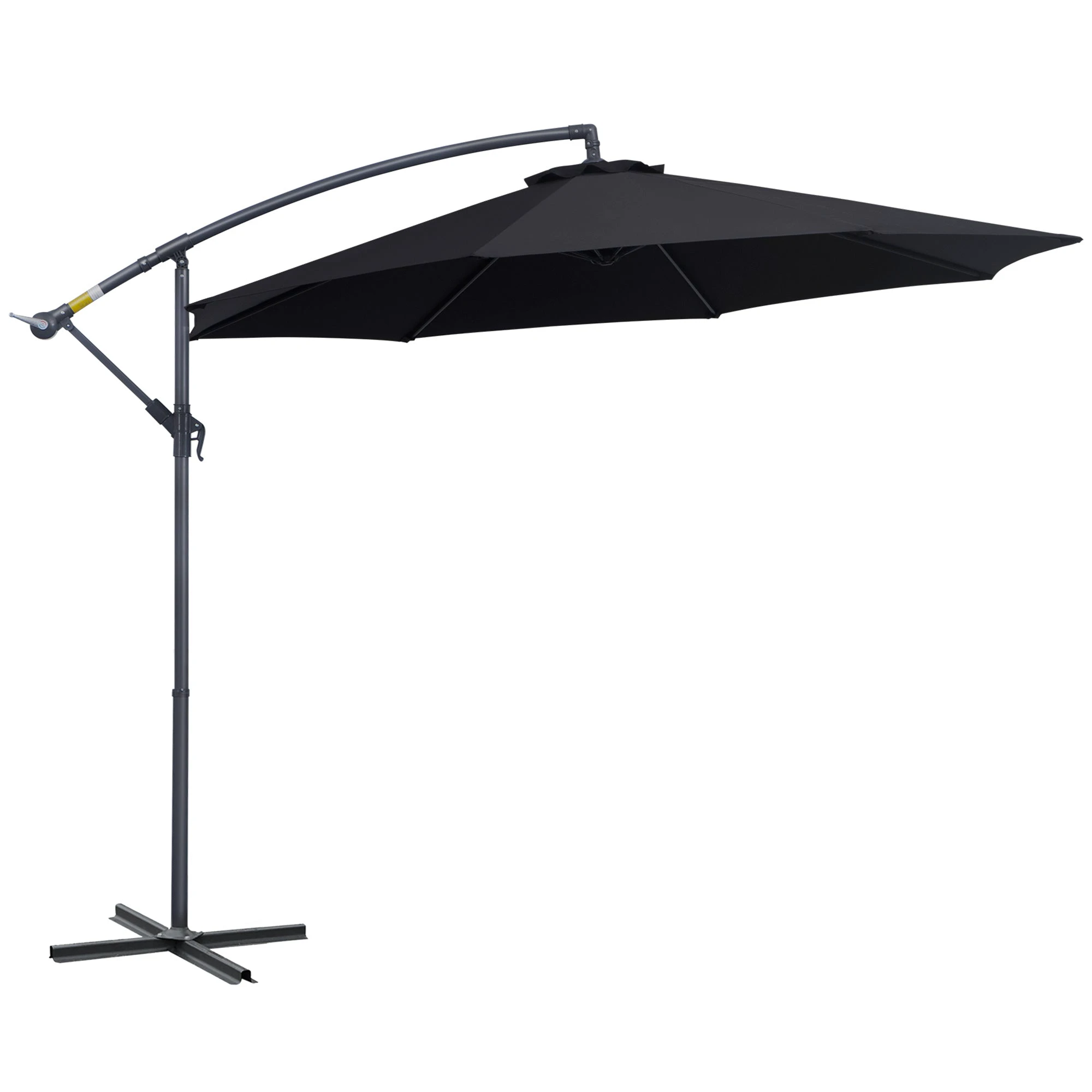 3mt Garden Parasol Sun Shade Patio Banana Hanging Rattan Set by Outsunny