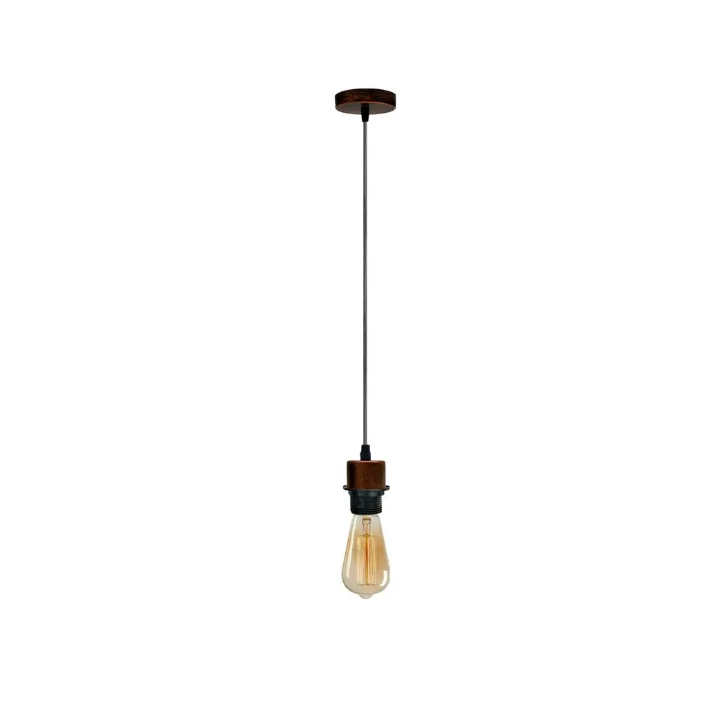 LEDSONE Industrial Rustic Red Pendant Light Fitting, Lampshade Addable E27 Lamp Holder UK Holder Fitting Set With PVC Cable. - Pendant Lights