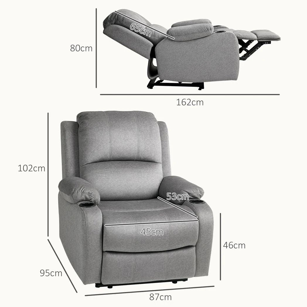 HOMCOM Recliner Armchair for Living Room, Recliner Chair with Cup Holder by HOMCOM