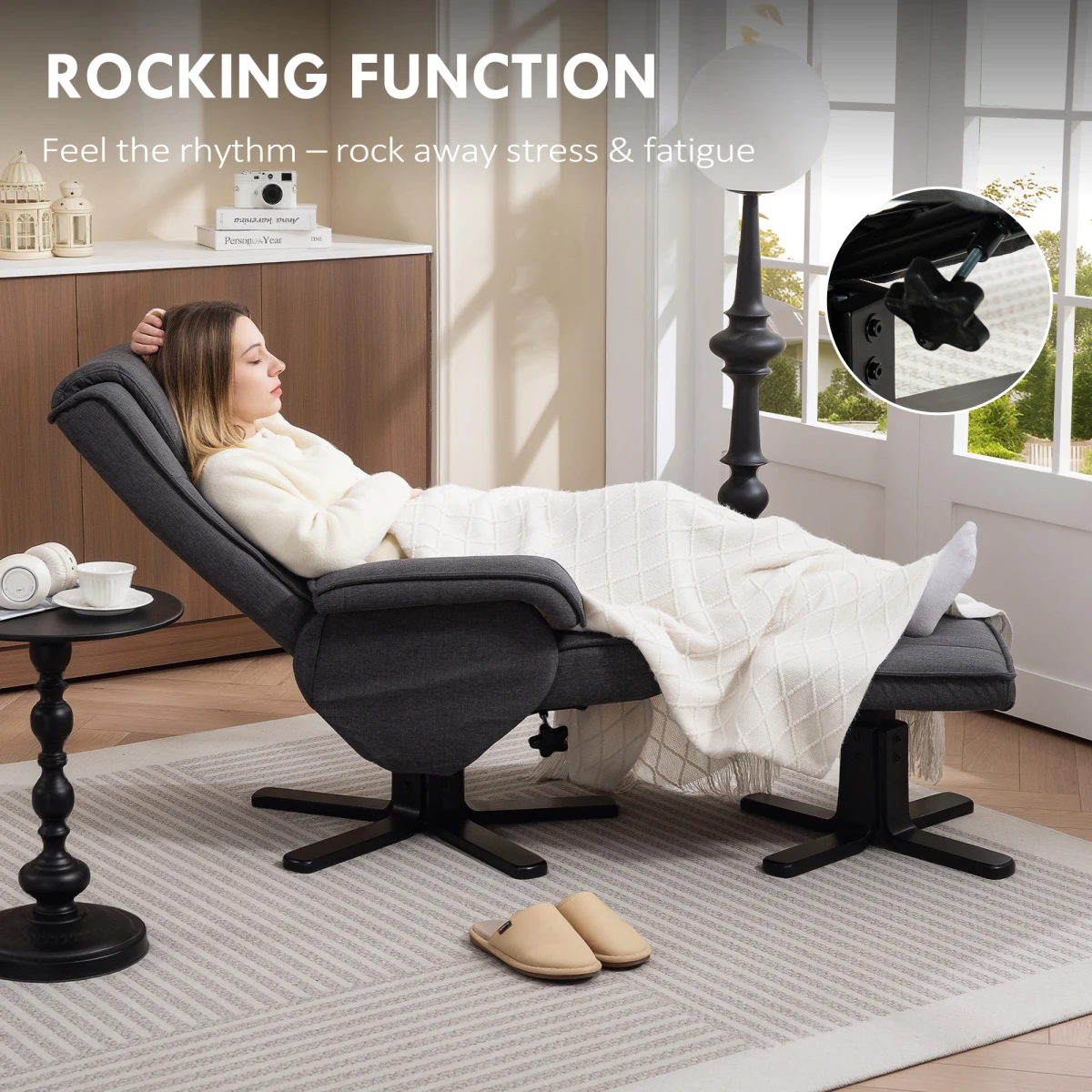 HOMCOM HOMCOM Rocker Recliner Standard Size Footstool For Home - Recliner