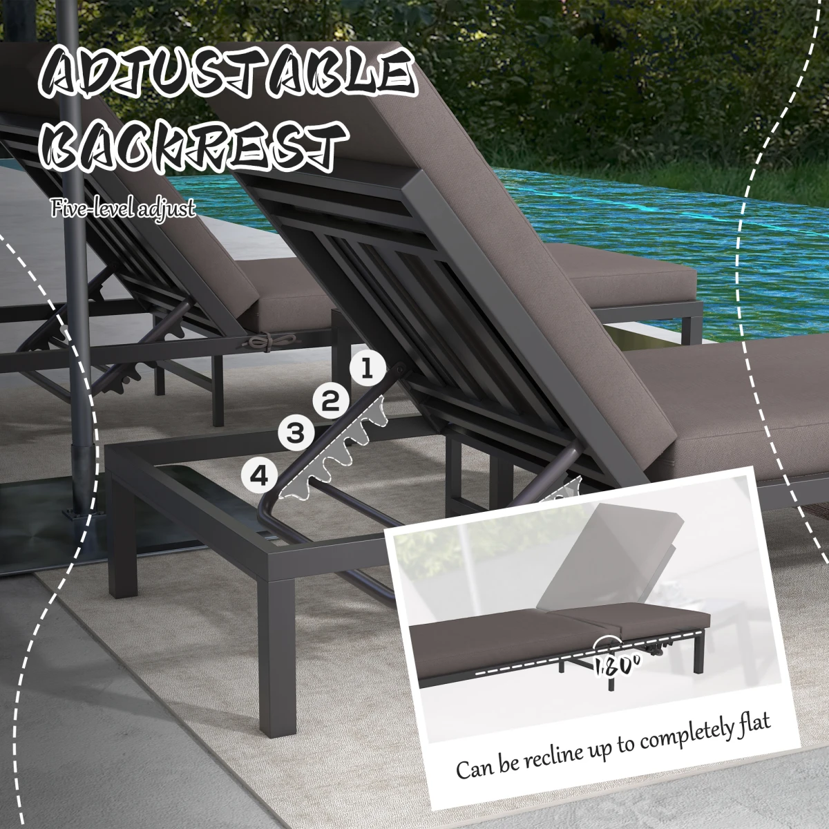 Outsunny Rattan Lounge Set 3 Piece Five Position Garden by Outsunny