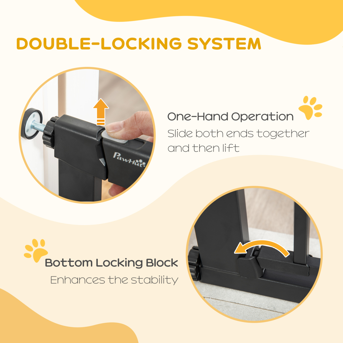 75-82 cm Pet Safety Gate, Stair Pressure Fit, Auto Close, Double Locking, Black - from Unbranded