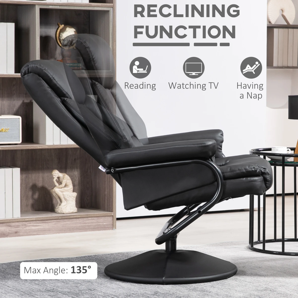 Elite Recliner Chair Compact 135 Recline 360 Swivel Home by N/A