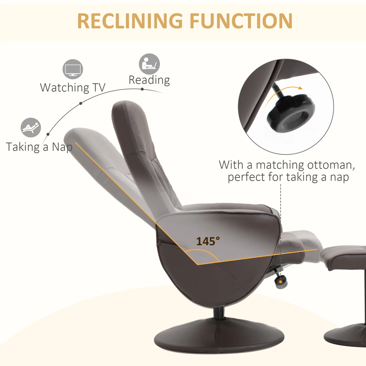 Premium Reclining Armchair Ottoman 2 Piece 360 Swivel Home by Unbranded