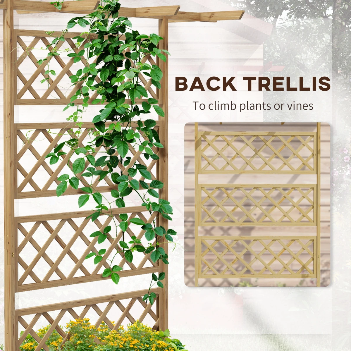 Outsunny Trellis Planter 60x40x80cm Back Trellis Climbers by Outsunny