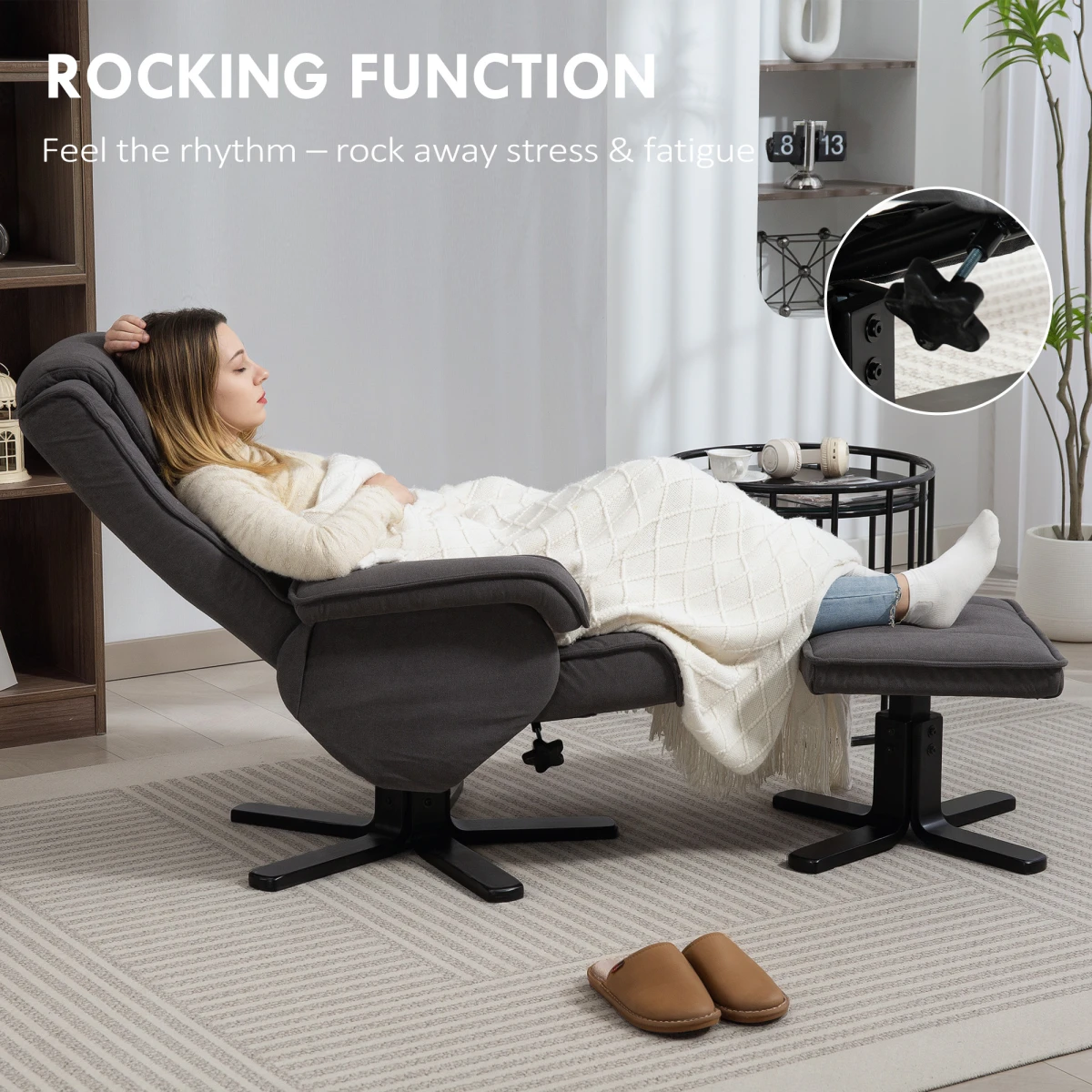 HOMCOM Velvet Recliner Medium Footstool 135 Degree Home by HOMCOM