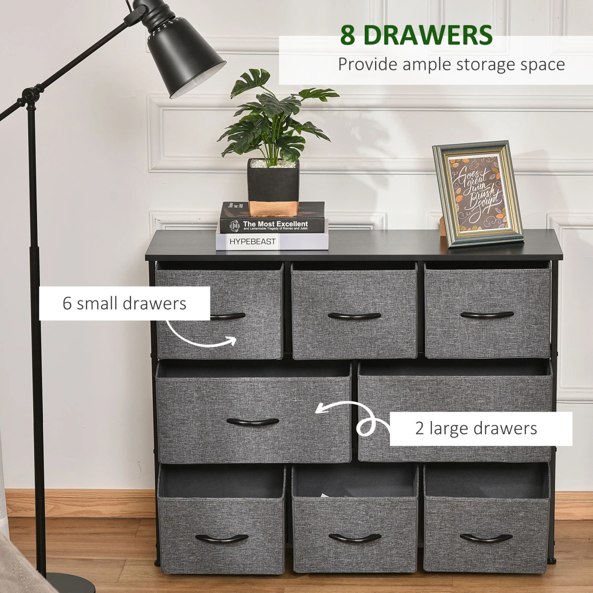 HOMCOM Dresser 8 Drawer Fabric Bedroom by HOMCOM