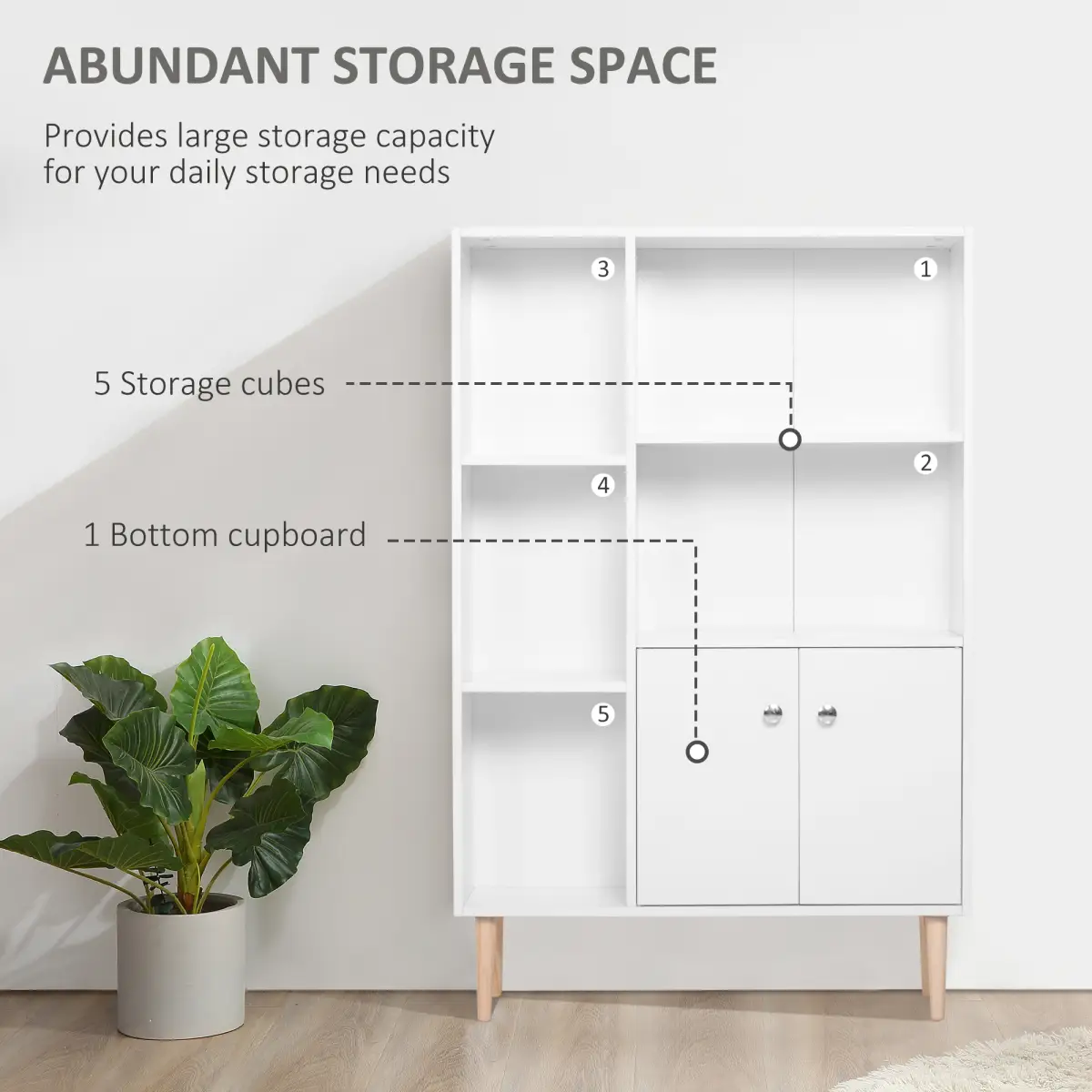 HOMCOM Open Bookcase Cabinet Shelves W/ Two Doors, 80W x 23.5D x 118Hcm-White - Display Cabinet