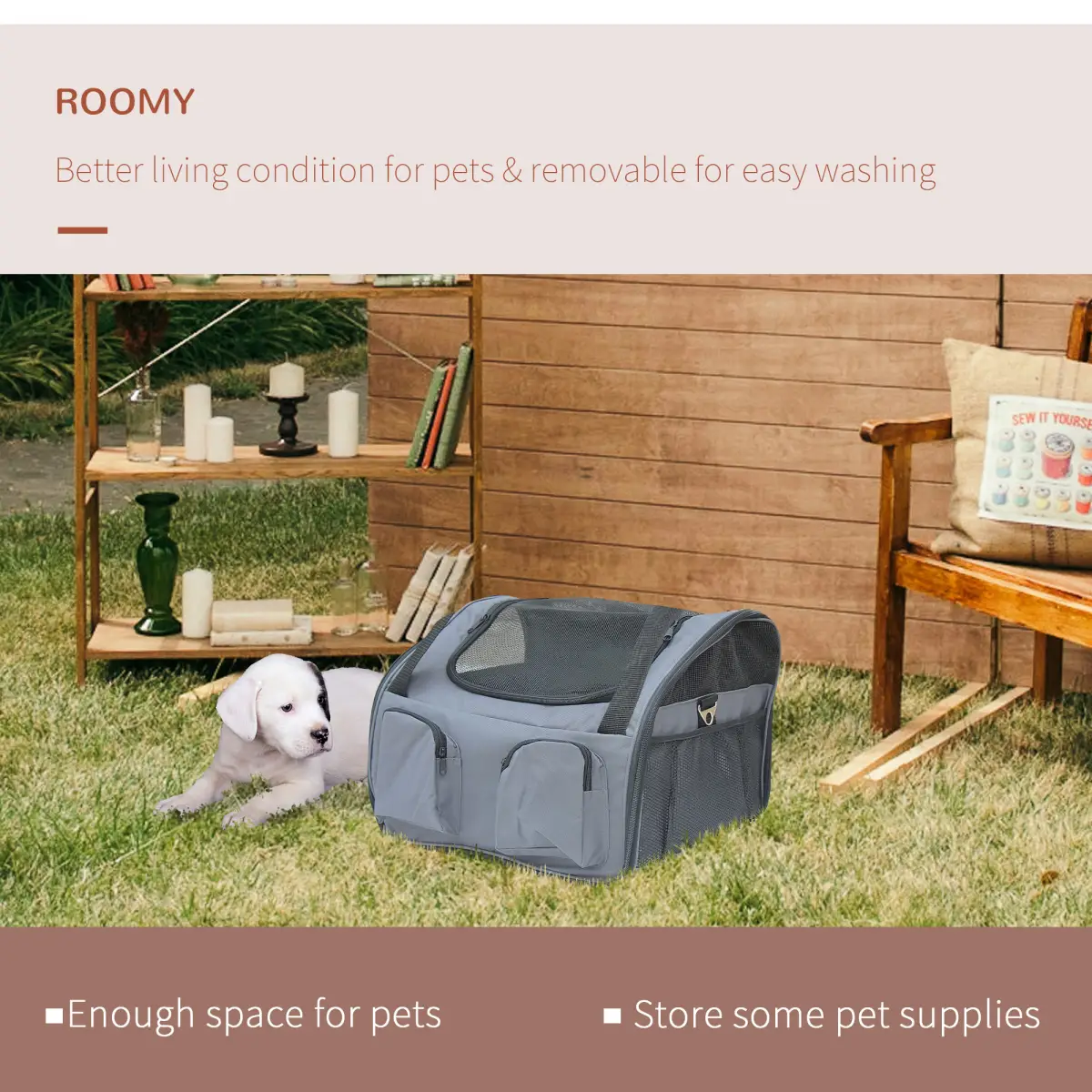 Pawhut Pets Carrier Folding Bag Car Seat Cat Dog Puppy Portable Travel Cage Mesh Holder - Pet Carrier