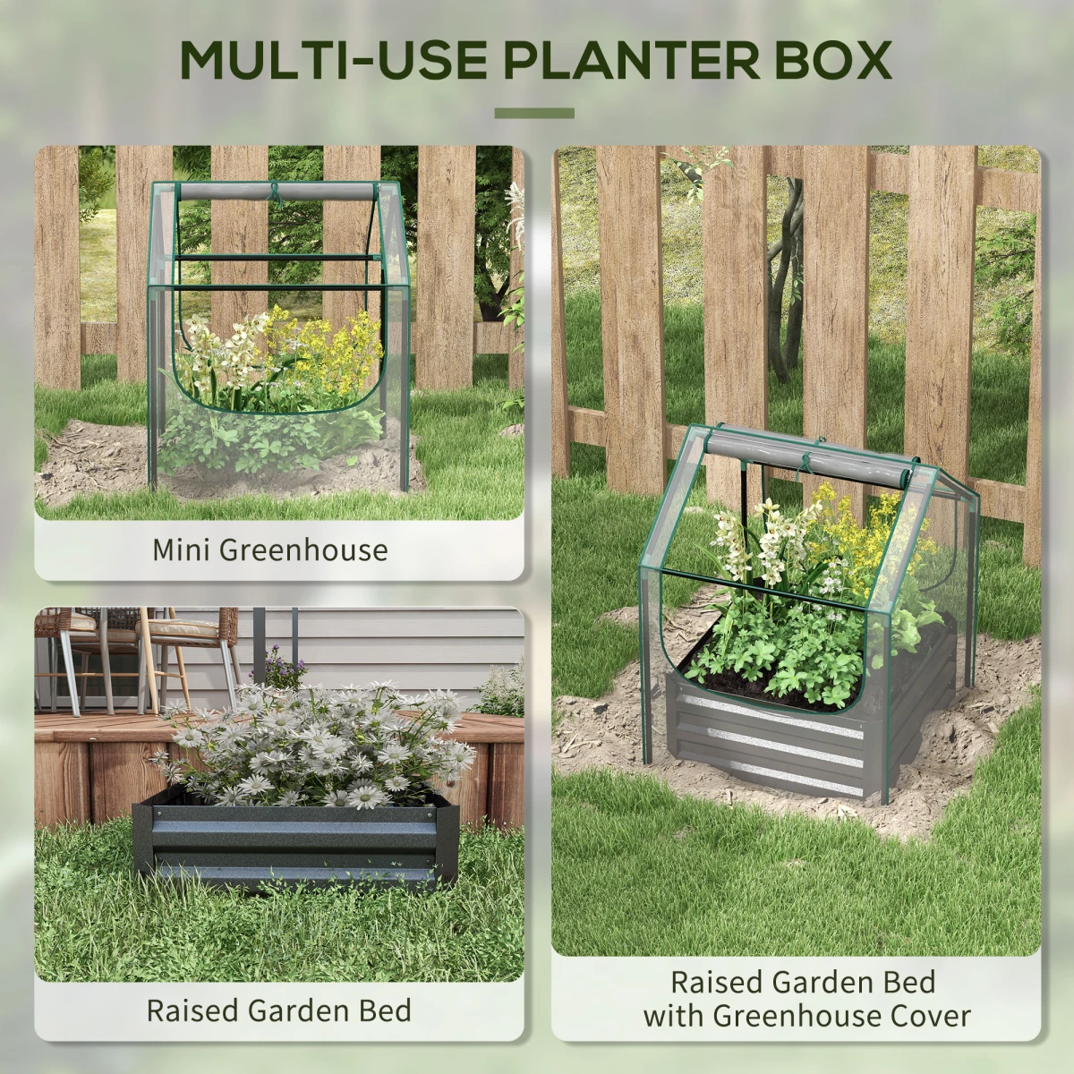 Outsunny Raised Garden Bed Planter 10cm Edge Greenhouse Home by Outsunny