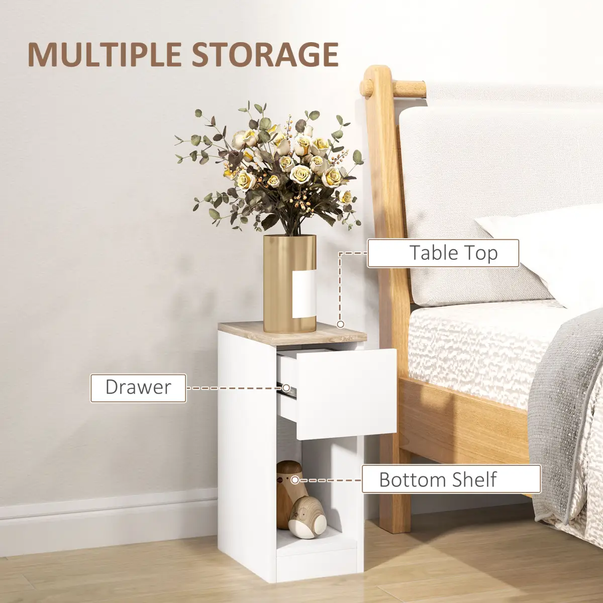 HOMCOM HOMCOM Bedside Tables Set of 2, Nightstands for Bedroom, Living Room, White - Bedside Table