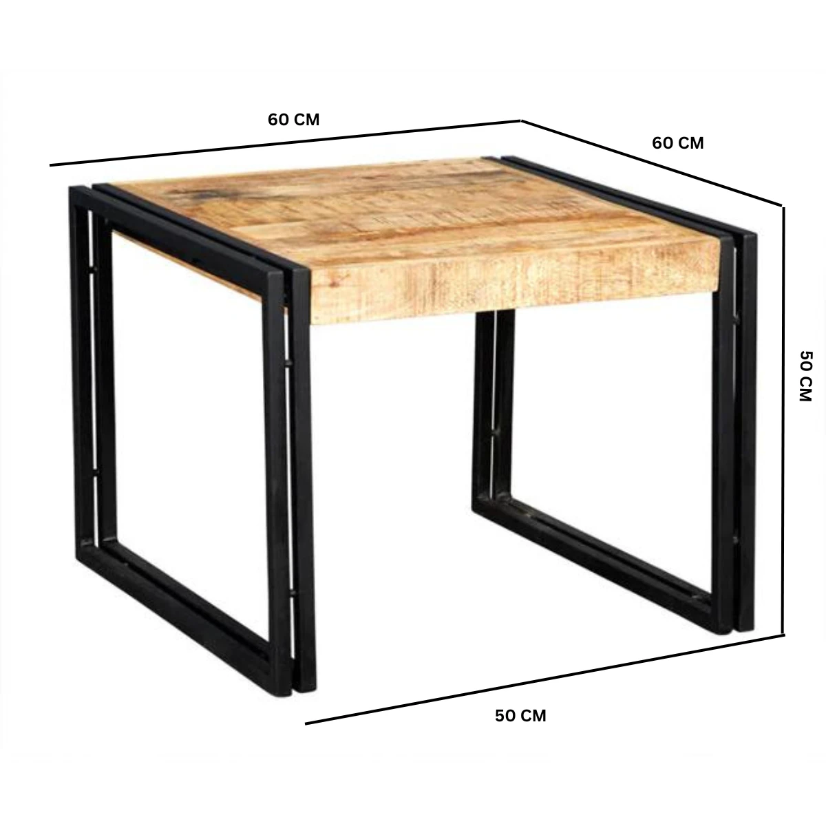 Cosmo Coffee Table Tiny Mango Wood Reclaimed Metal by Indian Hub