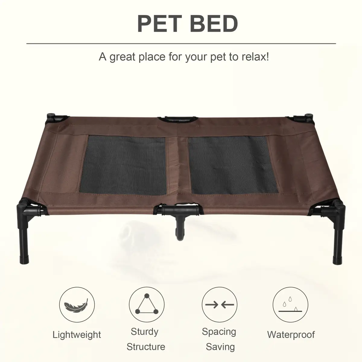 Pawhut Pet Bed Raised Cot Dog Cat Elevated Puppy Hammock Camping Portable Waterproof - Dog Beds