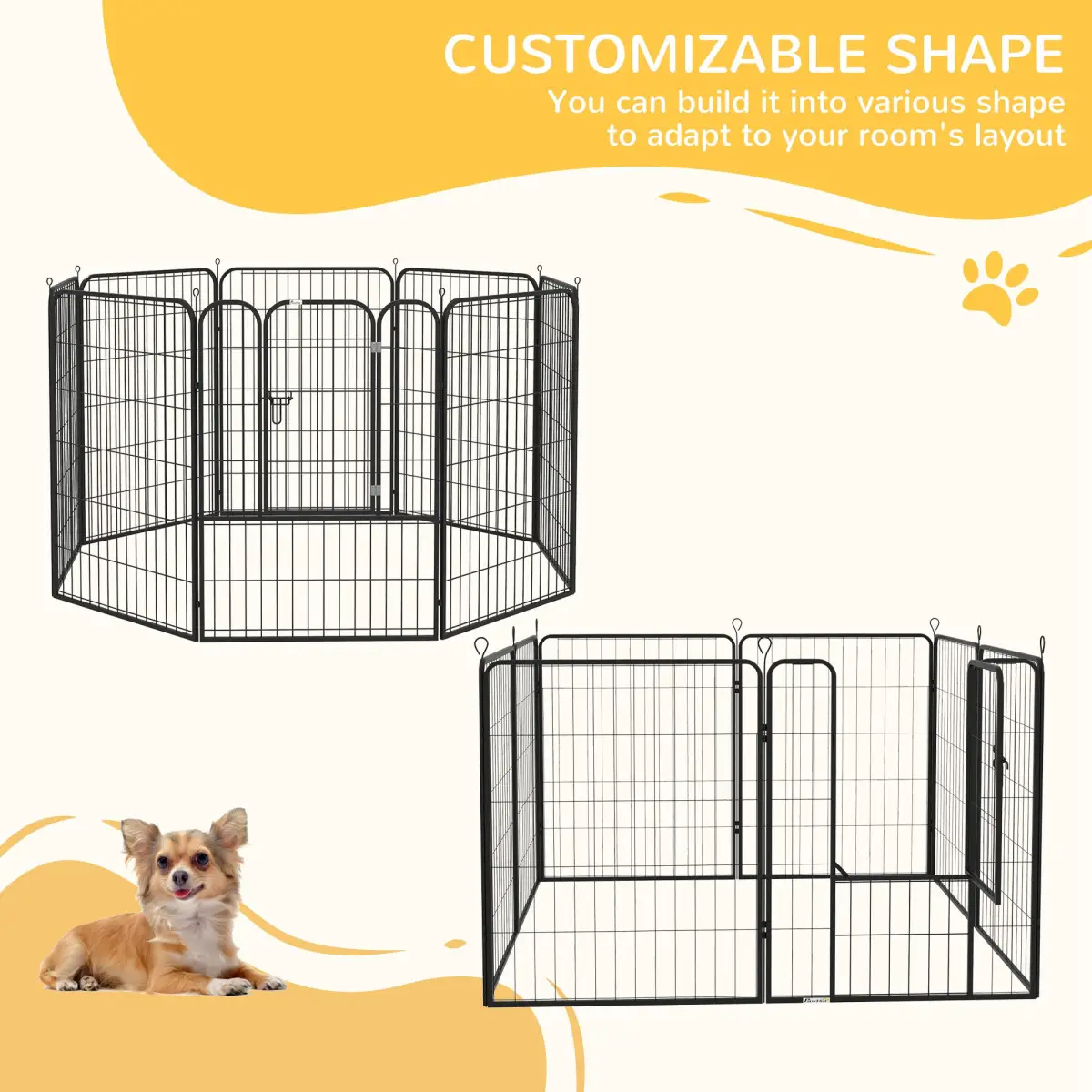 Pawhut 4 Sizes Pet Playpen Dog Rabbit Puppy Cage Folding Run Fence Metal Hutch - Pet Playpen