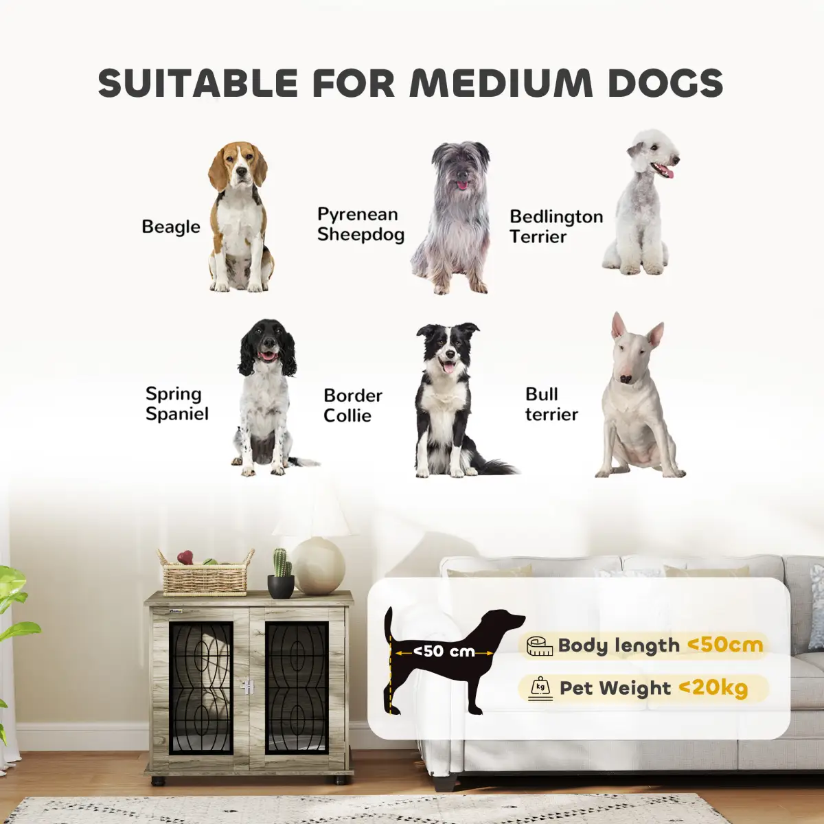 PawHut PawHut Dog Crate Furniture, End Table for Medium Dogs w/ Cushion - Dog Crate