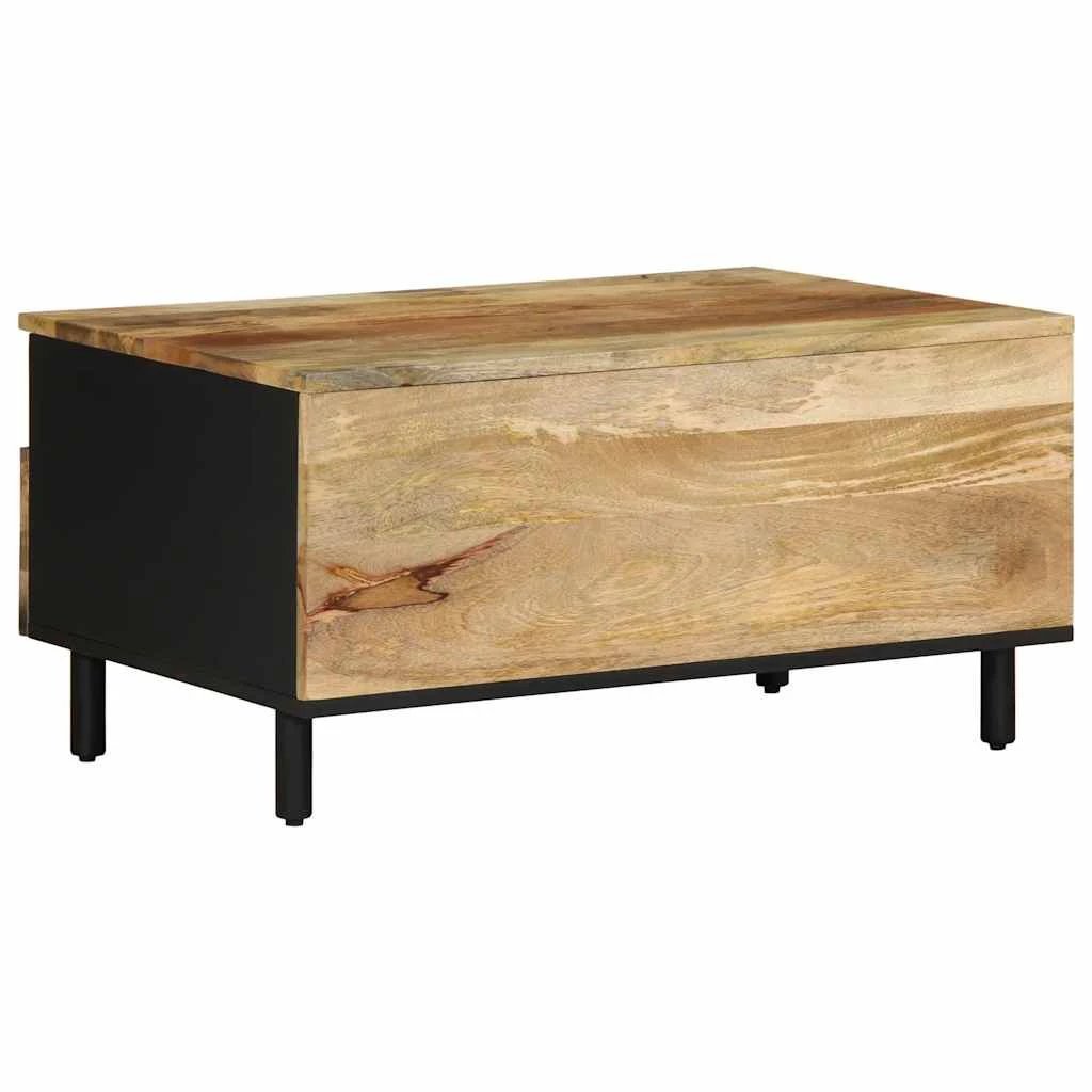 VidaXL Coffee Table 80x54x40 cm Solid Mango Wood With Geometric Pattern Drawers Black Living Room by vidaXL