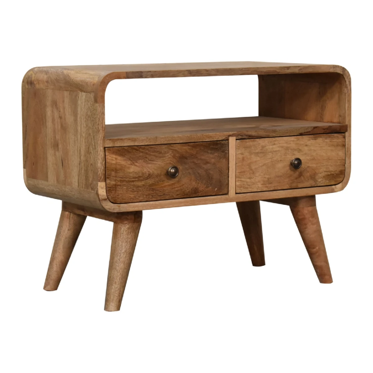 Artisan Furniture Mango Wood Mini Media Console With Open Shelf And Two Drawers For Small Spaces by Artisan Furniture