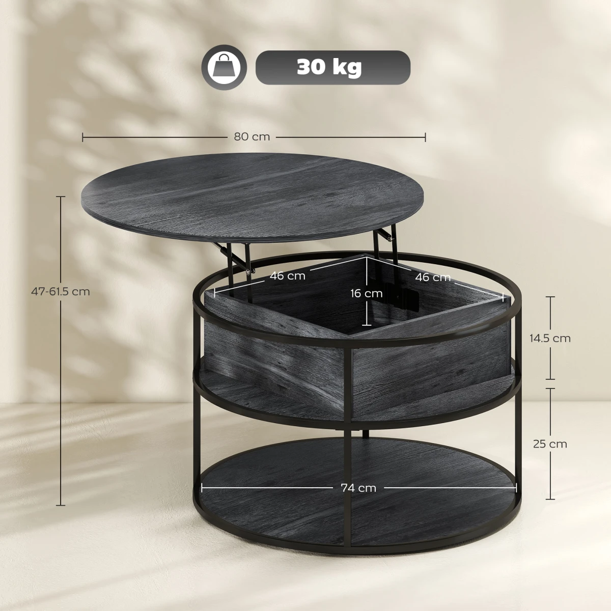 N/A Premium LiftTop Coffee Table 40cm Storage LR - Coffee Table