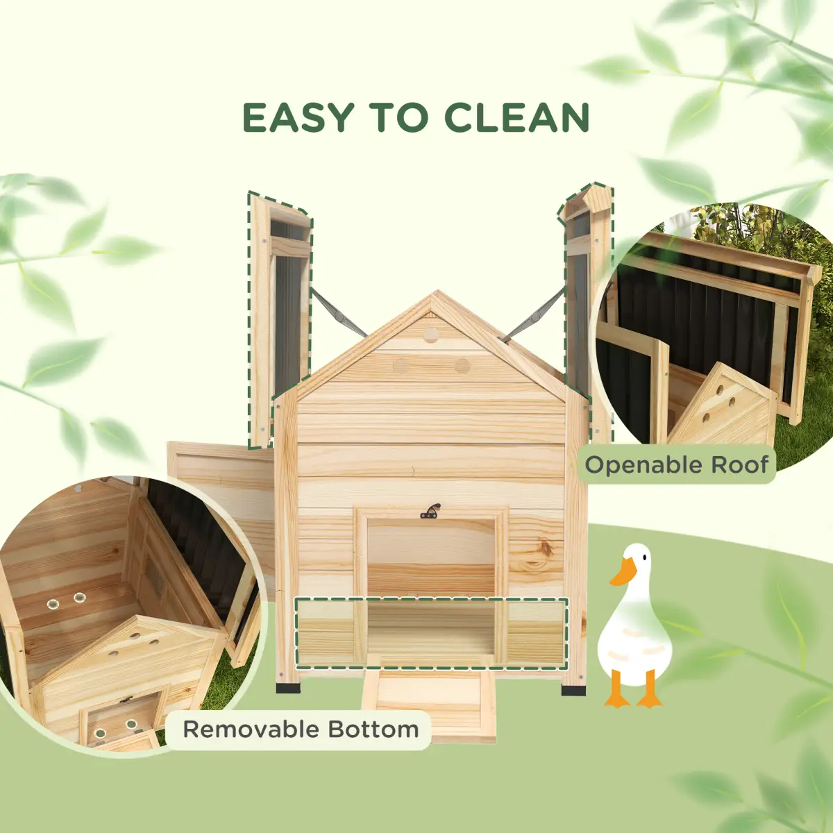 PawHut PawHut Wooden Duck House, Poultry Coop with Double Doors, Openable Roof - Chicken Coop
