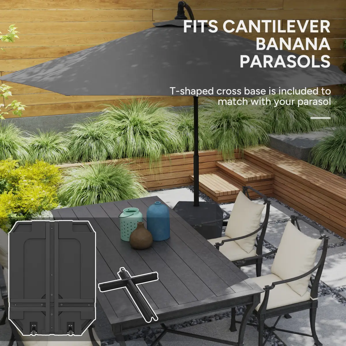 Outsunny Outsunny Cantilever Parasol Base for Banana Parasol w/ Wheels Water Sand Filled - Parasol