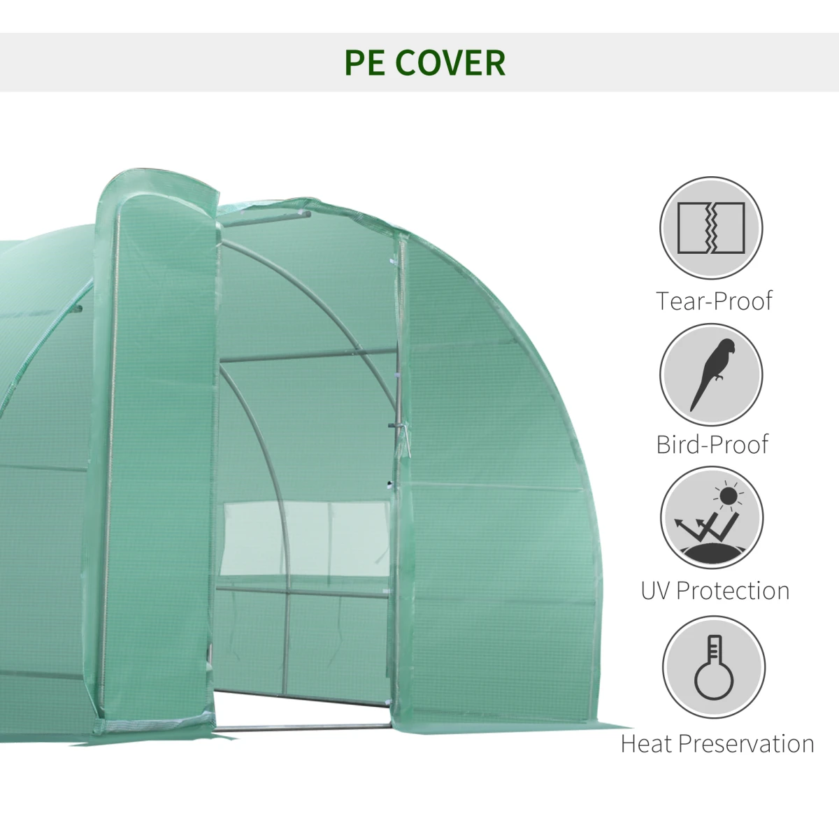 Outsunny Reinforced Walk In Polytunnel Greenhouse 6M By 3M Steel Frame Ideal For Year Round Gardeners - Greenhouse
