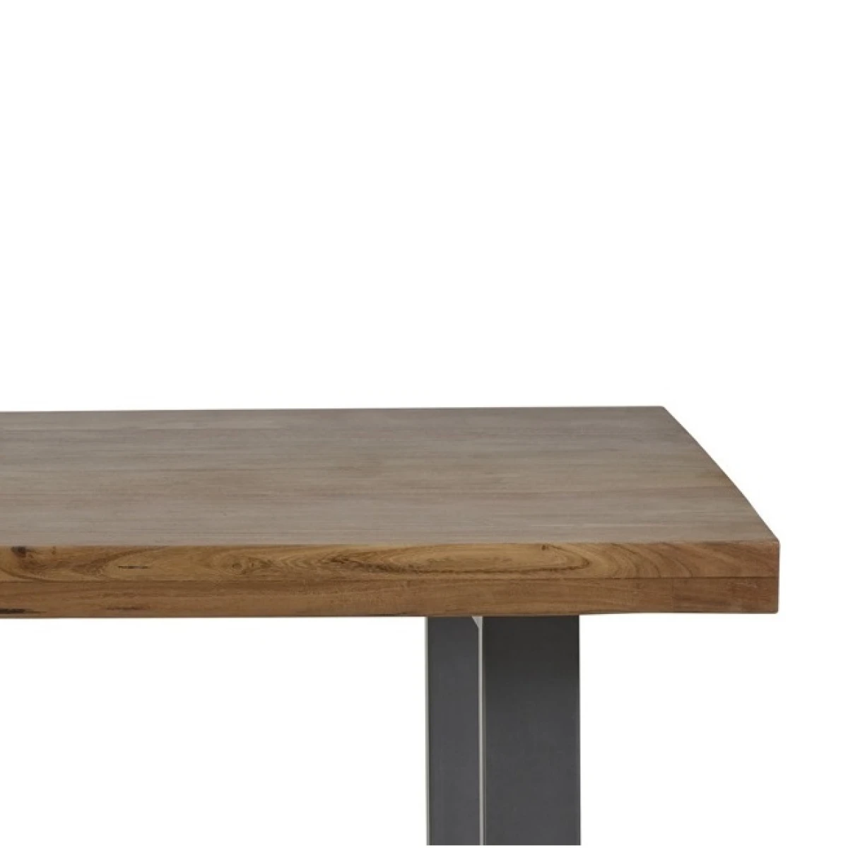 Premium Dining Table Large Rectangular Solid Wood And Metal Frame Gun Metal Finish For Modern Homes by Indian Hub