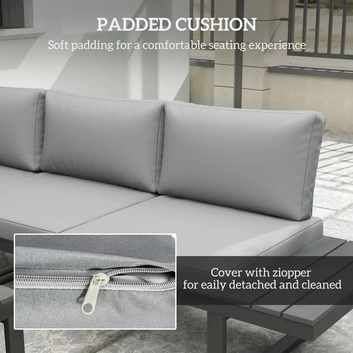 Outsunny Outsunny 4 PCs Garden Set w/ 5-Level Recline Corner Conversation Sofa Set - Garden Sofa Sets