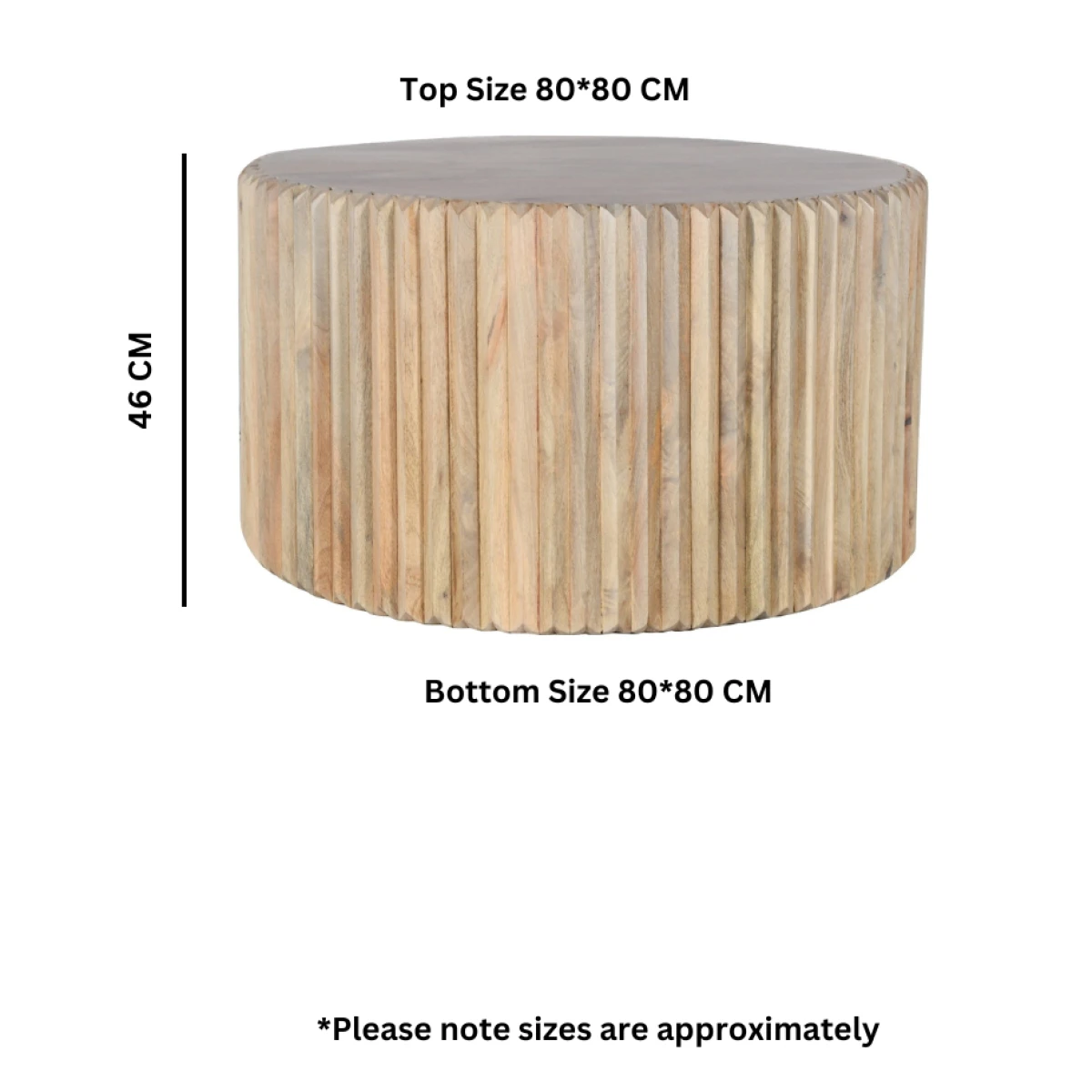 Hudson Coffee Table Round Carved Mango Wood Handcrafted In India Sustainable Solid Wood For Eco Conscious Homes by Indian Hub